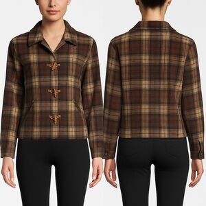 Multicolor Plaid Toggle Jacket